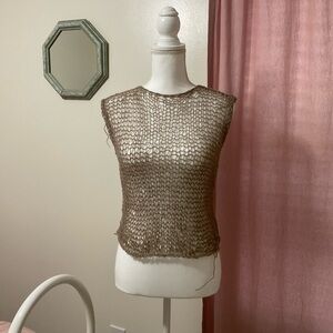 Handmade Women's Brown Mesh Top